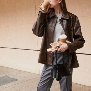 Wconcept Grove leather jacket trench coat 2023 style new with tags